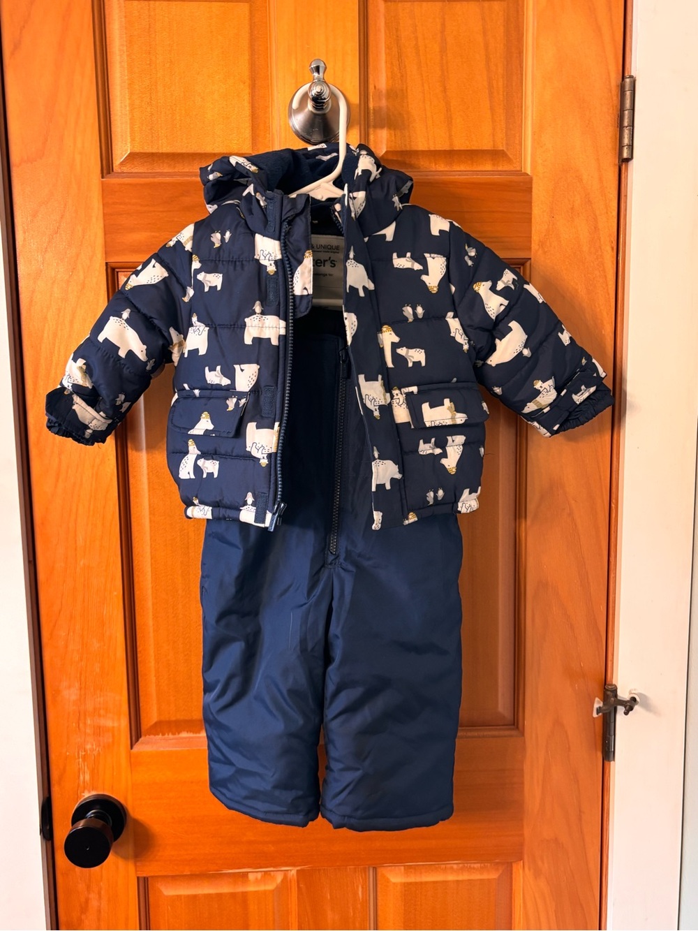 Navy Toddler Winter Snowsuit with Polar Bear Print